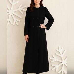 Louis Feraud Wool Angora Long Black Winter Coat Size 12